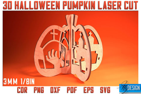 3D Halloween Pumpkin Laser Cut SVG | Pumpkin Laser Cut SVG Design | CNC Files SVG Fly Design 