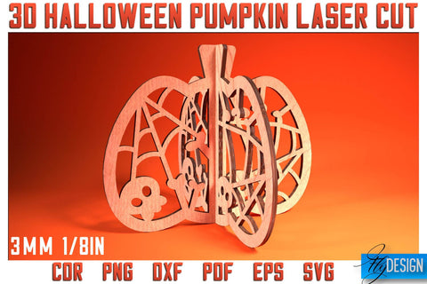 3D Halloween Pumpkin Laser Cut SVG | Pumpkin Laser Cut SVG Design | CNC Files SVG Fly Design 