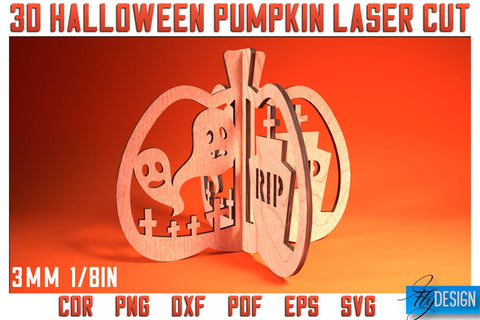 3D Halloween Pumpkin Laser Cut SVG | Pumpkin Laser Cut SVG Design | CNC Files SVG Fly Design 