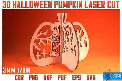 3D Halloween Pumpkin Laser Cut SVG | Pumpkin Laser Cut SVG Design | CNC Files SVG Fly Design 