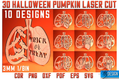 3D Halloween Pumpkin Laser Cut SVG | Pumpkin Laser Cut SVG Design | CNC Files SVG Fly Design 