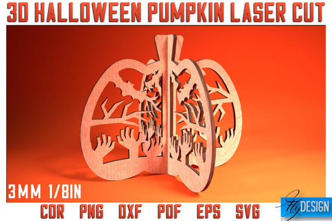 3D Halloween Pumpkin Laser Cut SVG | Pumpkin Laser Cut SVG Design | CNC Files SVG Fly Design 