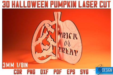 3D Halloween Pumpkin Laser Cut SVG | Pumpkin Laser Cut SVG Design | CNC Files SVG Fly Design 