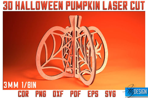 3D Halloween Pumpkin Laser Cut SVG | Pumpkin Laser Cut SVG Design | CNC Files SVG Fly Design 