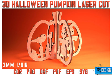 3D Halloween Pumpkin Laser Cut SVG | Pumpkin Laser Cut SVG Design | CNC Files SVG Fly Design 