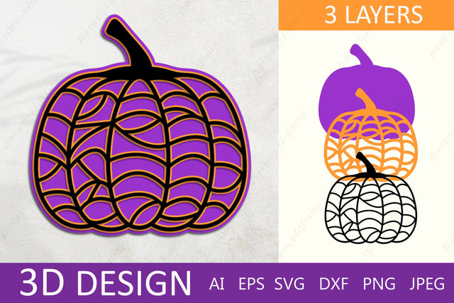 3d halloween pumpkin layered svg, Halloween 3d decor papercut 3D Paper AnastasiyaArtDesign 