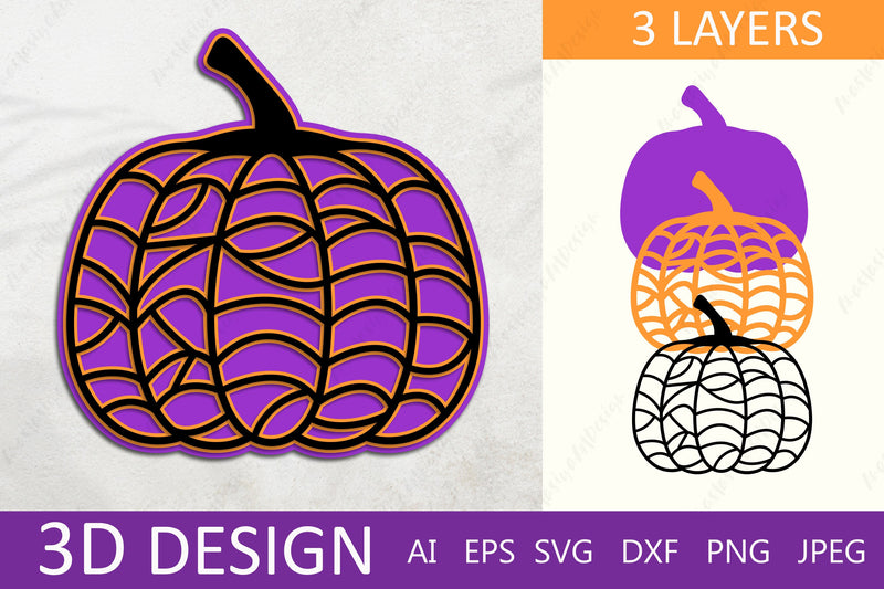 3d halloween pumpkin layered svg, Halloween 3d decor papercut 3D Paper AnastasiyaArtDesign 