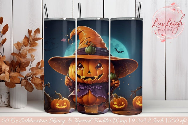 3D Halloween Pumpkin Tumbler wrap Sublimation Luvleigh Digitals 