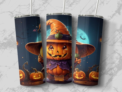 3D Halloween Pumpkin Tumbler wrap Sublimation Luvleigh Digitals 
