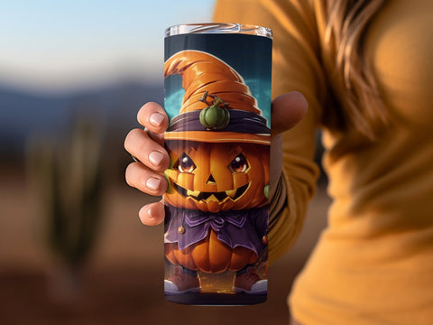 3D Halloween Pumpkin Tumbler wrap Sublimation Luvleigh Digitals 