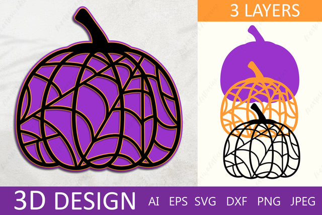 3d halloween pumpkin with spider web svg, Halloween 3d layered papercut 3D Paper AnastasiyaArtDesign 