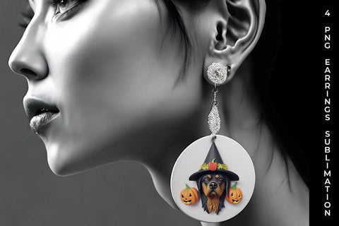 3D Halloween Rottweiler Dog Earrings Sublimation PNG Bundle Free For Commercial Use Sublimation Sintegra 