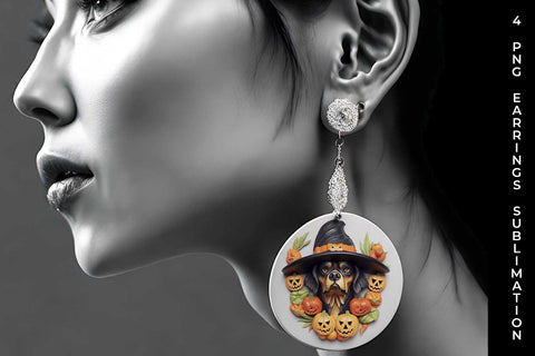 3D Halloween Rottweiler Dog Earrings Sublimation PNG Bundle Free For Commercial Use Sublimation Sintegra 