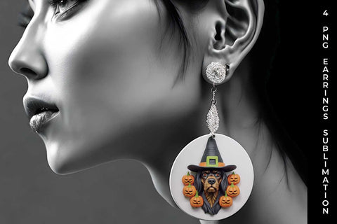 3D Halloween Rottweiler Dog Earrings Sublimation PNG Bundle Free For Commercial Use Sublimation Sintegra 