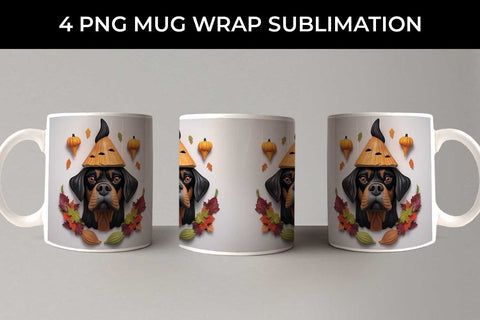 3D Halloween Rottweiler Dog Mug Wrap Sublimation PNG Bundle Free For Commercial Use Sublimation Sintegra 