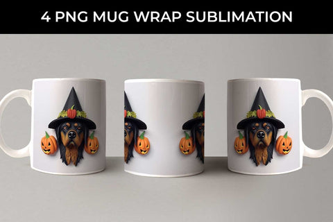3D Halloween Rottweiler Dog Mug Wrap Sublimation PNG Bundle Free For Commercial Use Sublimation Sintegra 