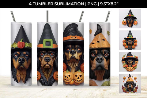 3D Halloween Rottweiler Dog Tumbler Wrap 20 oz Sublimation PNG Bundle Free For Commercial Use Sublimation Sintegra 