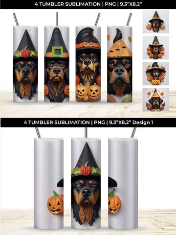 3D Halloween Rottweiler Dog Tumbler Wrap 20 oz Sublimation PNG Bundle Free For Commercial Use Sublimation Sintegra 