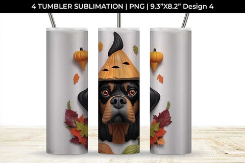 3D Halloween Rottweiler Dog Tumbler Wrap 20 oz Sublimation PNG Bundle Free For Commercial Use Sublimation Sintegra 