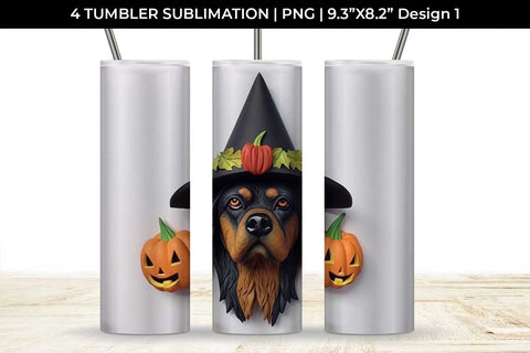 3D Halloween Rottweiler Dog Tumbler Wrap 20 oz Sublimation PNG Bundle Free For Commercial Use Sublimation Sintegra 