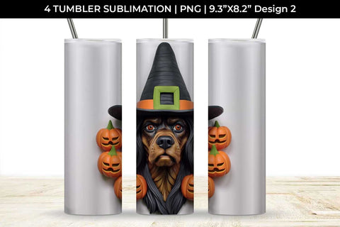 3D Halloween Rottweiler Dog Tumbler Wrap 20 oz Sublimation PNG Bundle Free For Commercial Use Sublimation Sintegra 