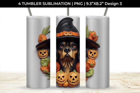 3D Halloween Rottweiler Dog Tumbler Wrap 20 oz Sublimation PNG Bundle Free For Commercial Use Sublimation Sintegra 