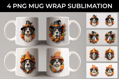 3D Halloween Saint Bernard Dog Mug Wrap Sublimation PNG Bundle Free For Commercial Use Sublimation Sintegra 
