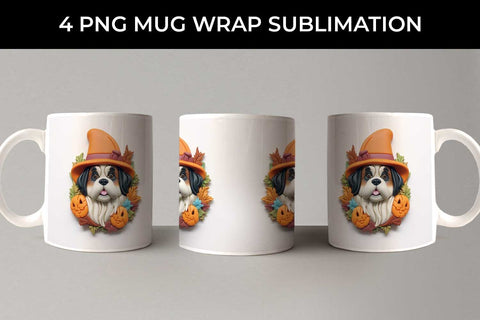 3D Halloween Saint Bernard Dog Mug Wrap Sublimation PNG Bundle Free For Commercial Use Sublimation Sintegra 