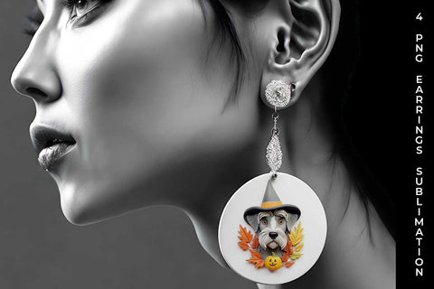 3D Halloween Schnauzer Dog Earrings Sublimation PNG Bundle Free For Commercial Use Sublimation Sintegra 