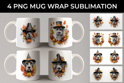 3D Halloween Schnauzer Dog Mug Wrap Sublimation PNG Bundle Free For Commercial Use Sublimation Sintegra 