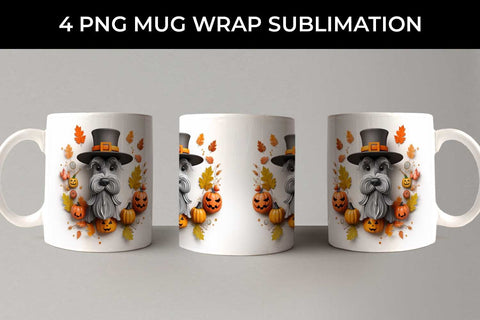 3D Halloween Schnauzer Dog Mug Wrap Sublimation PNG Bundle Free For Commercial Use Sublimation Sintegra 