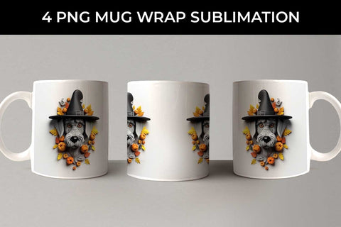 3D Halloween Schnauzer Dog Mug Wrap Sublimation PNG Bundle Free For Commercial Use Sublimation Sintegra 
