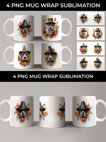 3D Halloween Schnauzer Dog Mug Wrap Sublimation PNG Bundle Free For Commercial Use Sublimation Sintegra 