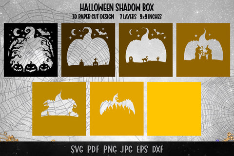 3D Halloween Shadow Box SVG | Halloween Light Box SVG 3D Paper goodfox86 