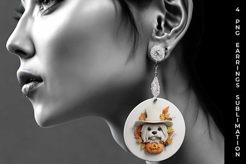 3D Halloween Shih Tzu Dog Earrings Sublimation PNG Bundle Free For Commercial Use Sublimation Sintegra 