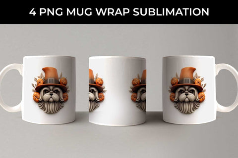 3D Halloween Shih Tzu Dog Mug Wrap Sublimation PNG Bundle Free For Commercial Use Sublimation Sintegra 