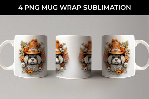 3D Halloween Shih Tzu Dog Mug Wrap Sublimation PNG Bundle Free For Commercial Use Sublimation Sintegra 