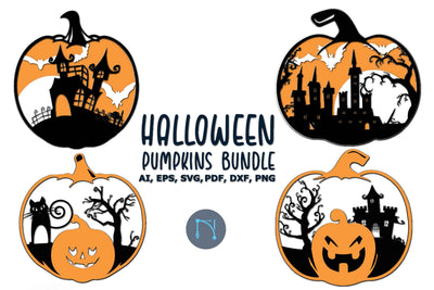 3D Halloween Standing Pumpkins SVG Bundle SVG MD JOYNAL ABDIN 