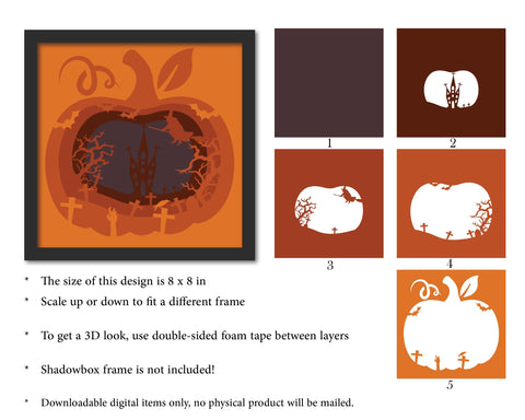 3D Halloween SVG Papercut File | Shadow Box SVG | Layered Paper Art SVG ElenDesigns 