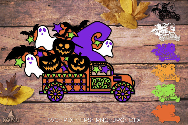 3d Halloween Truck layered svg SVG Olga Boat Design 
