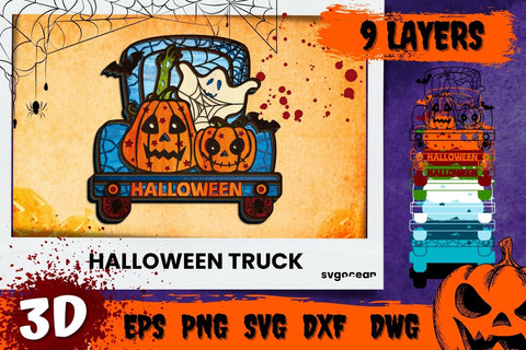 3D Halloween Truck SVG Bundle | Layered Cut Files | Mandala SVG SvgOcean 