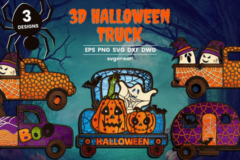 3D Halloween Truck SVG Bundle | Layered Cut Files | Mandala SVG SvgOcean 