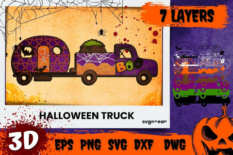 3D Halloween Truck SVG Bundle | Layered Cut Files | Mandala SVG SvgOcean 