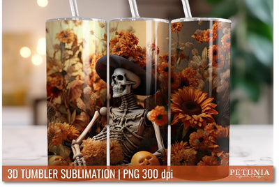 3D Halloween Tumbler Wrap | 3D Tumbler Wrap Sublimation Petunia Digital Design 