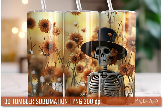 3D Halloween Tumbler Wrap | 3D Tumbler Wrap Sublimation Petunia Digital Design 