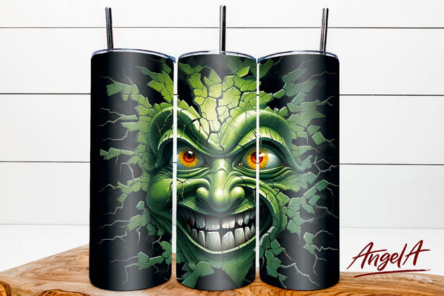 3d halloween tumbler wrap / Halloween monster scary face PNG Sublimation Angelina Semenova 