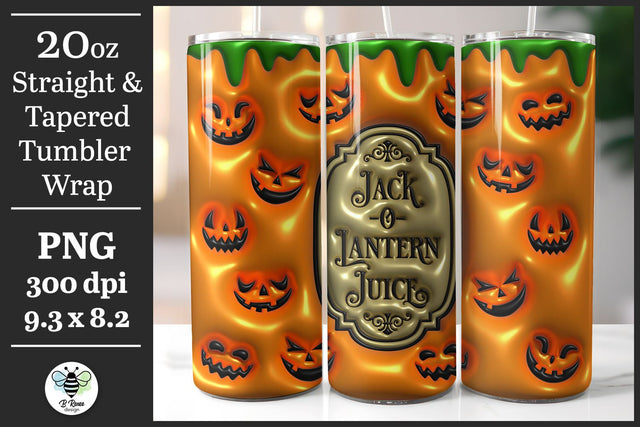 3D Halloween Tumbler Wrap | Inflated Tumbler Design Sublimation B Renee Design 