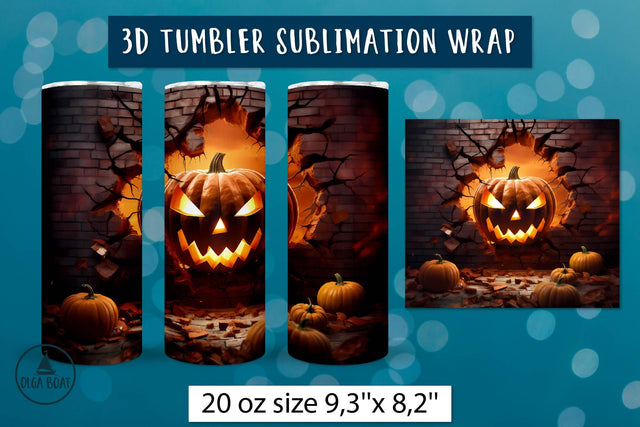 3d Halloween tumbler wrap | Pumkin tumbler sublimation Sublimation Olga Boat Design 