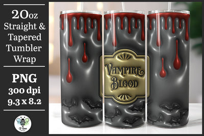3D Halloween Tumbler Wrap | Vampire Blood PNG Sublimation B Renee Design 