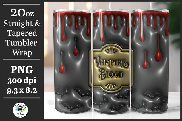 3D Halloween Tumbler Wrap | Vampire Blood PNG Sublimation B Renee Design 